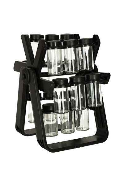 Gonga Spice organizer with rotating stand, 18 containers, Gonga® Black