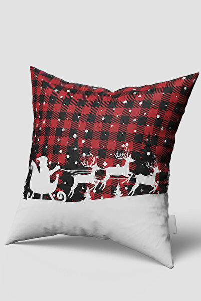 EsnafAli Red Santa Claus and Reindeer Christmas Throw Pillow Cover