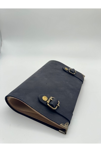 LAYDA 100% Genuine Nubuck Leather Vintage Notebook Navy Blue
