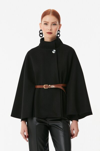 ALVOR Kemerli Tek Düğmeli Kaşe Panço