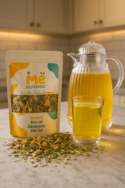 Glutensiz Me 100 Gr Gluten-Free Relax Peaceful Tea – Lemon Balm Lavender Chamomile Yarrow Blend Relaxing Herbal Tea