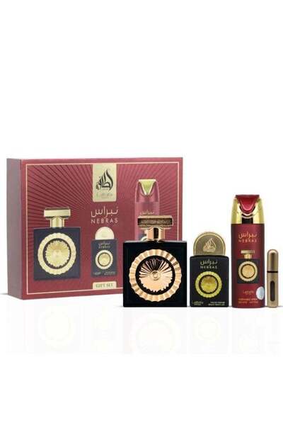 lattafa pride مجموعة هدايا نبراس | طقم من 3 قطع (عطر ١٠٠ مل + عطر ٢٠ مل + مزي...