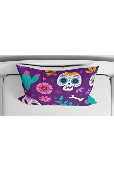 Home Colorful 3D Digital Printed Single Person Sheetless Duvet Cover Set with Skull and Flower Theme Sleeping Set