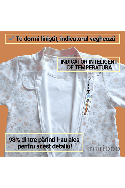 Miriboo Sleeping bag with feet 1–2.5 years, 1 TOG, 100% Cotton, Removable Sleeves, Temperature Indicator