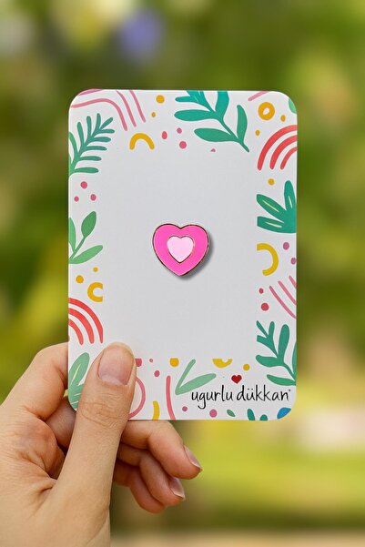 uğurlu dükkan İç İçe Pembe Kalp Rozeti