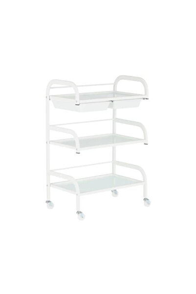 Cosmeticos Professional salon trolley – 3 shelves, ergonomic and durable - ST029 - White/Black - White