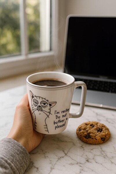 uğurlu dükkan Gray tired cat mug with handle