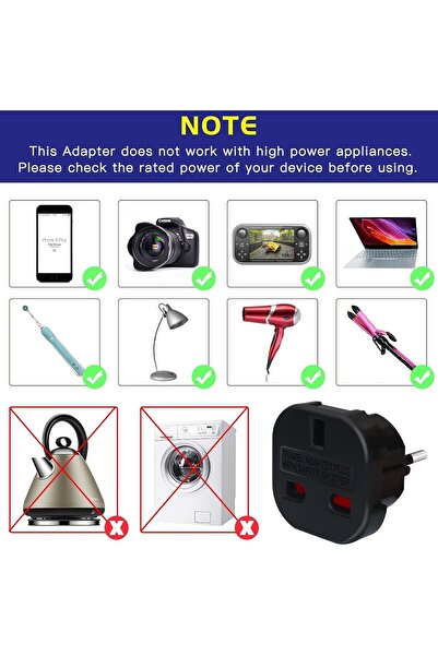 NALACAL 2 Pack UK to European Plug Adapter (Type C/E/F) - Travel Adapter