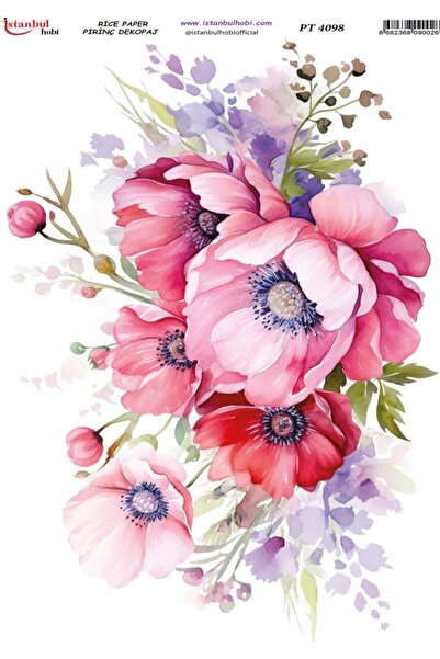 İstanbul Hobi ورق ديكور نحاسي 30×42 سم PT-4098 زهور