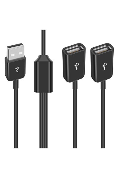 Duttek كابل شحن موزع USB Y من 1 إلى 2 USB-A ذكر إلى أنثى، 2.0 أمبير، 50 سم، أسود