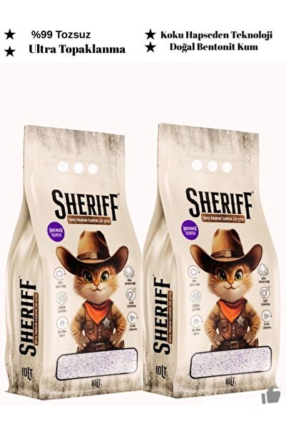 SHERIFF %100 Doğal Bentonit Kedi Kumu – Lavanta (Lavender) Kokulu – Ultra Top...