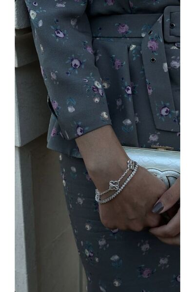 ba bael atelier Bael Atelier Gümüş Renk Yonca Bileklik