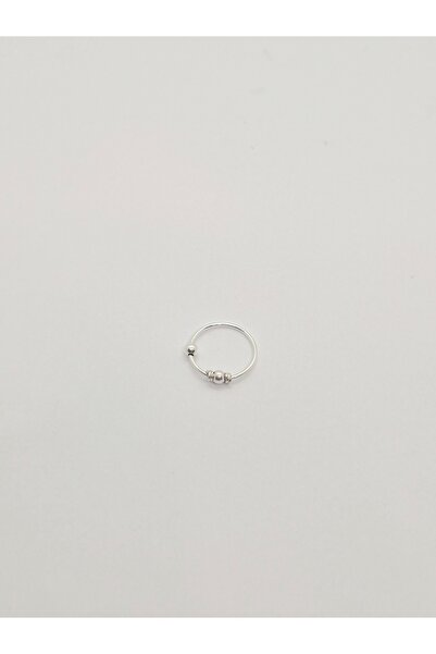 Set 925 Ayar Gümüş Örgülü ve Çift Toplu Halka Burun Piercing Hızma ( Çap: 9 m...