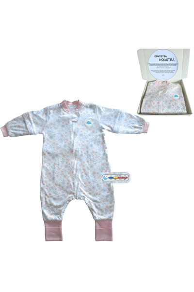 Miriboo Sleeping bag with feet 1–2.5 years, 1 TOG, 100% Cotton, Removable Sleeves, Temperature Indicator