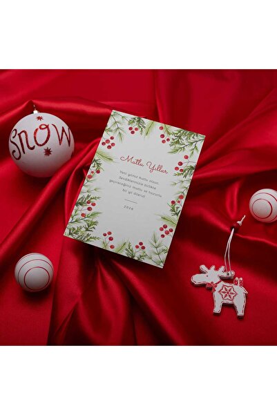 Sticker Ekspres 10 Adet 14x9 cm Yılbaşı Tebrik Kartı Yılbaşı Hediye Kartı Mut...