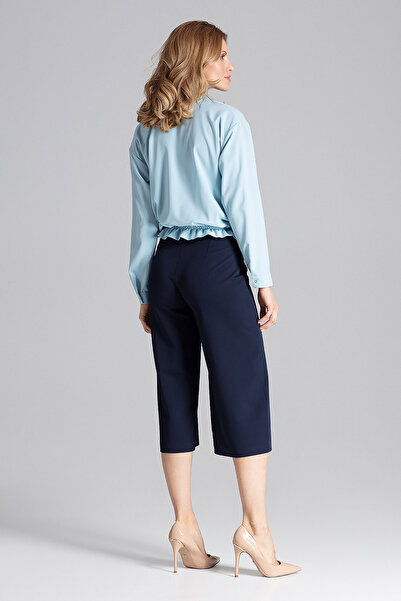 Figl Shirt with knot and elastic at the bottom - blue women's shirt M647 size S/M