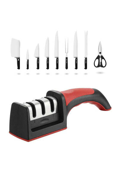 Zet Professional 3-Mode Knife Sharpener ZET– Ergonomic, Safe, Ultra Efficient +1 pairGloves Gift
