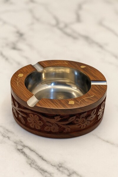 HBS Art Design AHŞAP DESENLİ İŞLEMELİ KÜLLÜK EL YAPIMI BUYUK BOY