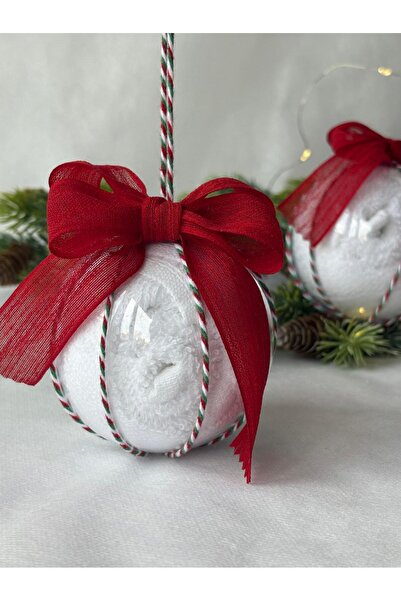 S&R 2 Pieces Christmas Gift Towel Globe Decor with Rope Detail and Red Ribbon