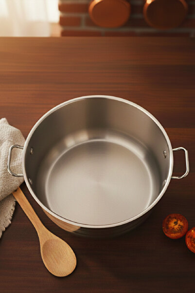 brahimigold 27 Liter 40 cm Gastronomy Type XL Pot – Striped Stainless Steel Body, Induction Compatible