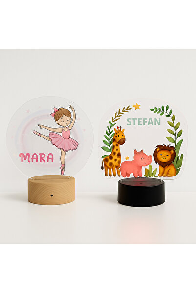giftcity.ro Personalized 3D LED Lamp with Princesses, 16 RGB Color Base, Remote Control, Gift for Kids