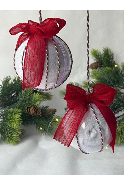 S&R 2 Pieces Christmas Gift Towel Globe Decor with Rope Detail and Red Ribbon