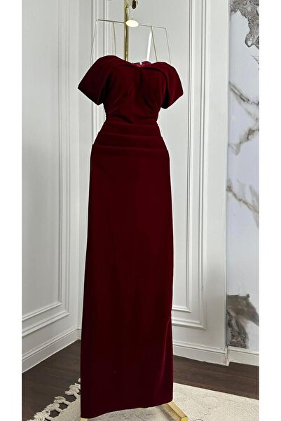 Bailsan Burgundy velvet maxi dress
