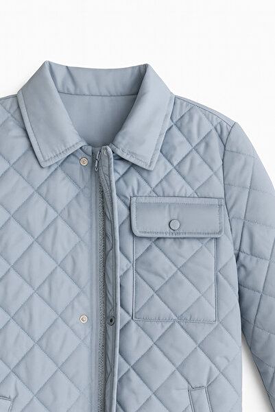 FREZZBİ Regular Fit Shirt Collar Zippered Snap Fastener Quilted Jacket