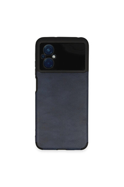 eco port حافظة هاتف Xiaomi Poco M5 مصنوعة من الجلد والسيليكون - أزرق داكن