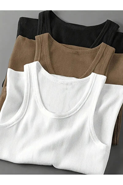 khalif 3-Piece Men's Halter Neck Sportsman Stretch Fabric Tank Top
