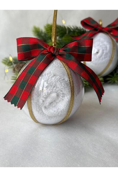 S&R 2 Pieces Christmas Gift Towel Globe Decor with Gold Plaid Ribbon