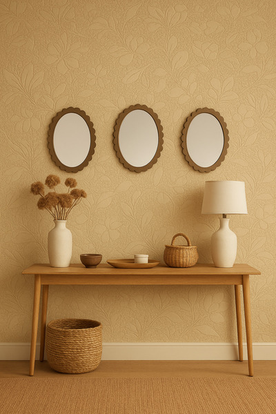 Lazerika Oval MDF Çerçeveli Dekoratif Pleksi Ayna ham mdf(3’lüset)