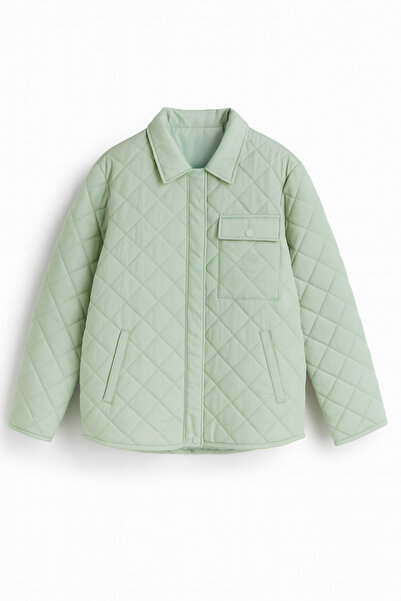 FREZZBİ Regular Fit Shirt Collar Zippered Snap Fastener Quilted Jacket