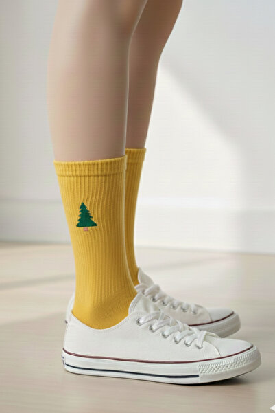 AYDK Șosete colorate pentru femei, cu tematică de Crăciun, brodate cu brad de Crăciun, cu rată ridicată de bumbac