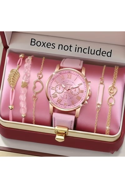 Feronnucci Kadın Deri Kordonlu Analog Kol Saati Bileklik Seti + KUTULU B211