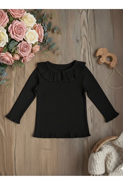 bright moon Girl's Ruffle Collar Bodysuit