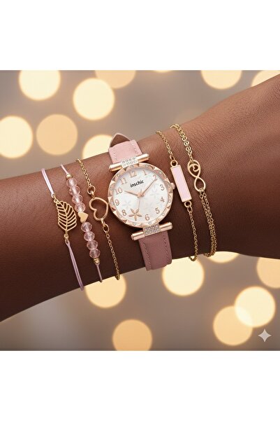 Feronnucci Kadın Deri Kordonlu Analog Kol Saati Bileklik Seti + KUTULU B212