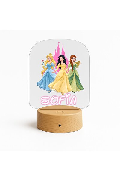 giftcity.ro Personalized 3D LED Lamp with Princesses, 16 RGB Color Base, Remote Control, Gift for Kids