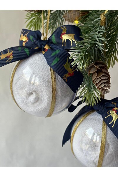 S&R 2 Pieces Christmas Gift Towel Globe Decor Gold Deer Pattern with Ribbon