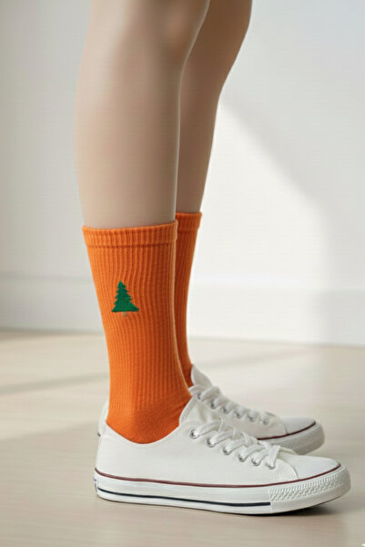 AYDK Женски цветни коледни чорапи с бродерия на коледна елха, с високо съдържание на памук