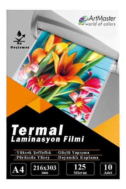 Artmaster A4 Parlak Laminasyon Filmi 10 Lu 1 Paket 125 Mikron Pvc Kaplama Lam...