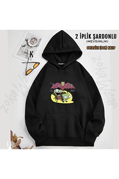 ZOKAWEAR سترة Invader Zim v16 مطبوع بغطاء رأس (خيطين)