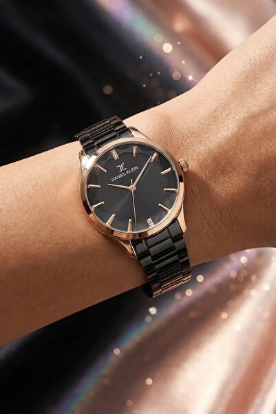 Daniel Klein Modern Black Rose Çelik Kordon Kristal Cam Detaylı Elegance Kadın Kol Saati