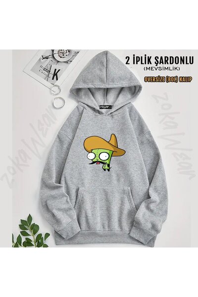 ZOKAWEAR Invader Zim V5 Printed Hooded Sweatshirt (2 Thread)