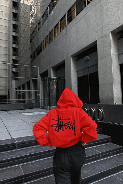 CLASSY.MODA 3 Yarn O Oversized Thick Fabric K Hooded Casual Comfortable Hoodie with Kangaroo Pocket and Back Print Detail