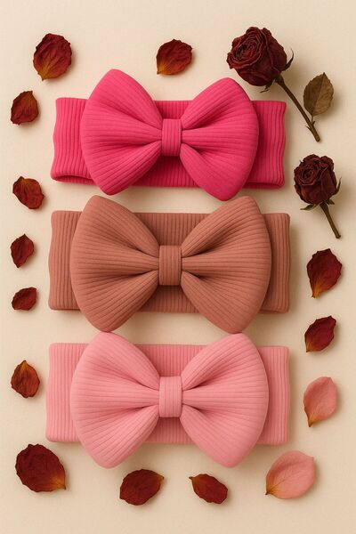 Pico Baby Baby Girl & Child Bow Bandana Set of 3 (Fuchsia/Dusty Rose/Pink)