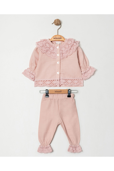 Bebezade Muslin Lace 2 Piece Bottom and Top Baby Set
