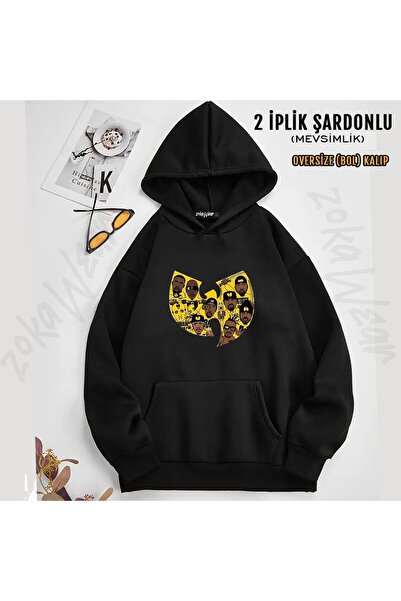 ZOKAWEAR سترة وو تانغ كلان v8 مطبوع بغطاء رأس (خيطين)