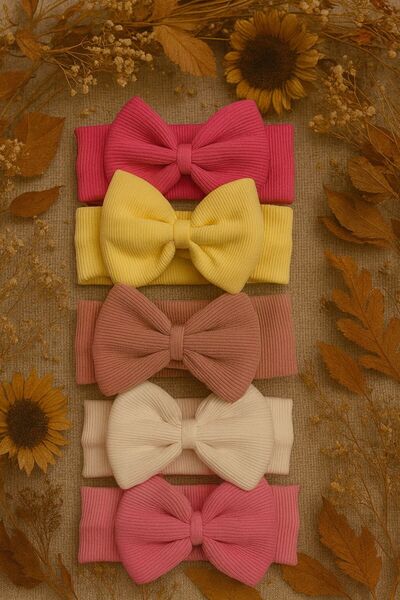 Pico Baby مجموعة من 5 باندانا للأطفال والفتيات الصغيرات مع فيونكة (فوشيا/أصفر...