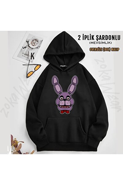 ZOKAWEAR سترة Fnaf Five Nights v18 مطبوع بغطاء رأس (خيطين)